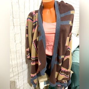 Boston Proper Aztec Asymmetrical Sweater Cape/Poncho S NEW!